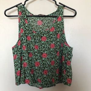 Forever 21 crop green floral tank